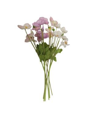 Artificial Silk Poppy Flowers Lavender White Pink Faux Wildflower Bouquet 6 Stem